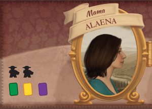 Mama gives players two of their three workers, a Vine, a Summer Worker, and a Wine Order. Prototype Shown